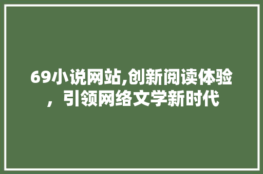 69小说网站,创新阅读体验，引领网络文学新时代