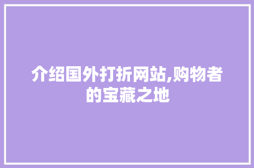 介绍国外打折网站,购物者的宝藏之地