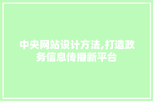 中央网站设计方法,打造政务信息传播新平台
