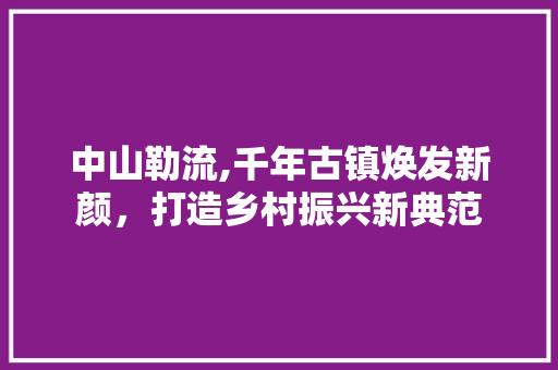 中山勒流,千年古镇焕发新颜，打造乡村振兴新典范