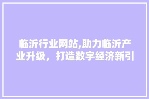 临沂行业网站,助力临沂产业升级,打造数字经济新引擎 临沂行业网站,助力临沂产业升级,打造数字经济新引擎