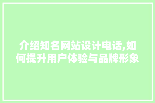 介绍知名网站设计电话,如何提升用户体验与品牌形象