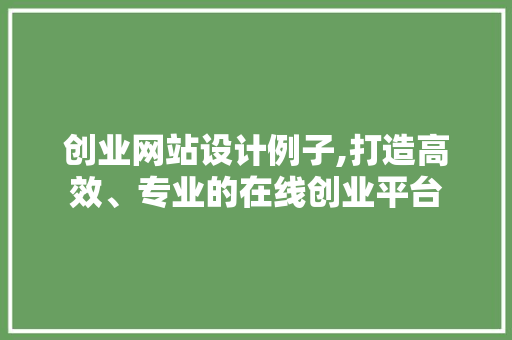 创业网站设计例子,打造高效、专业的在线创业平台