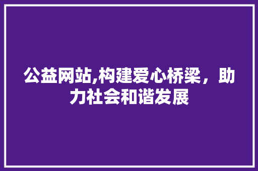 公益网站,构建爱心桥梁，助力社会和谐发展