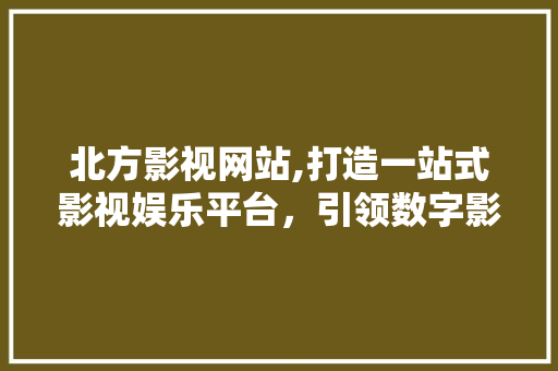 北方影视网站,打造一站式影视娱乐平台，引领数字影视新潮流