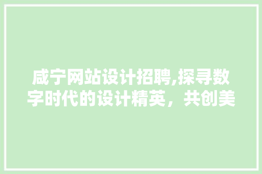 咸宁网站设计招聘,探寻数字时代的设计精英，共创美好未来
