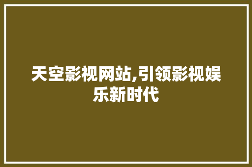 天空影视网站,引领影视娱乐新时代