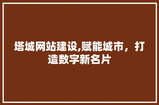 塔城网站建设,赋能城市，打造数字新名片