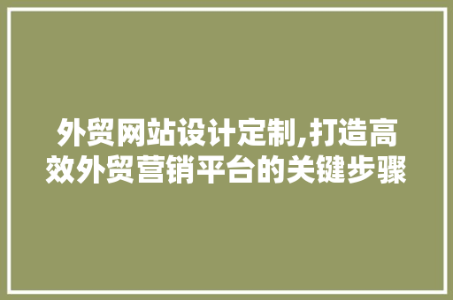 外贸网站设计定制,打造高效外贸营销平台的关键步骤