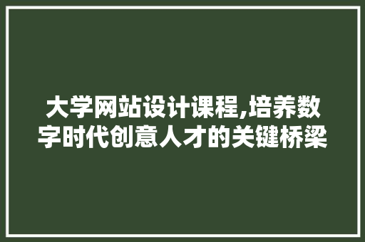 大学网站设计课程,培养数字时代创意人才的关键桥梁