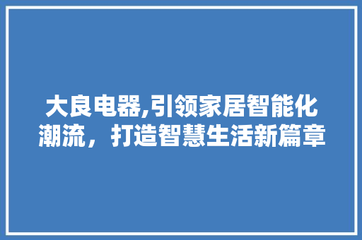 大良电器,引领家居智能化潮流，打造智慧生活新篇章
