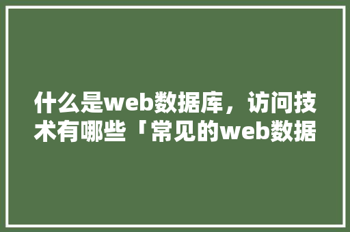 什么是web数据库，访问技术有哪些「常见的web数据库工具有哪些」 什么是web数据库，访问技术有哪些「常见的web数据库工具有哪些」 SEO教程