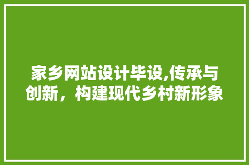 家乡网站设计毕设,传承与创新，构建现代乡村新形象