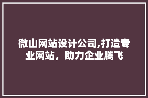 微山网站设计公司,打造专业网站，助力企业腾飞
