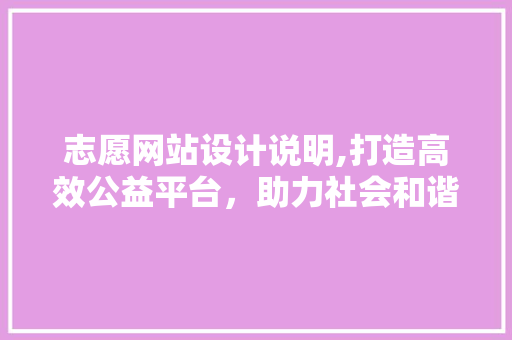 志愿网站设计说明,打造高效公益平台，助力社会和谐发展