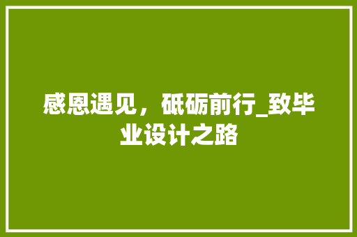 感恩遇见，砥砺前行_致毕业设计之路