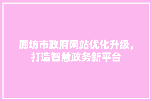 廊坊市政府网站优化升级，打造智慧政务新平台