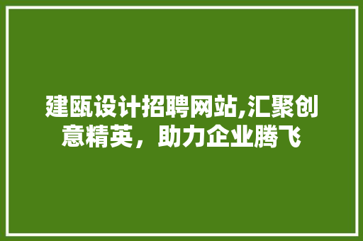 建瓯设计招聘网站,汇聚创意精英，助力企业腾飞