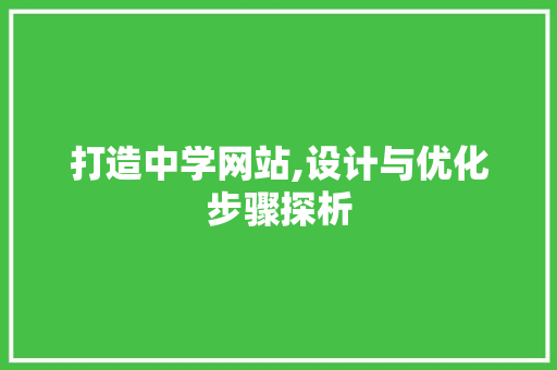 打造中学网站,设计与优化步骤探析
