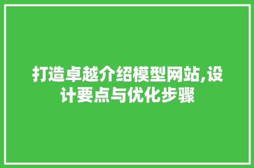 打造卓越介绍模型网站,设计要点与优化步骤