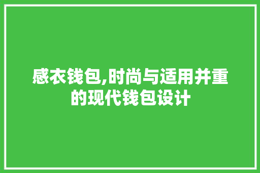 感衣钱包,时尚与适用并重的现代钱包设计 感衣钱包,时尚与适用并重的现代钱包设计 建站教程