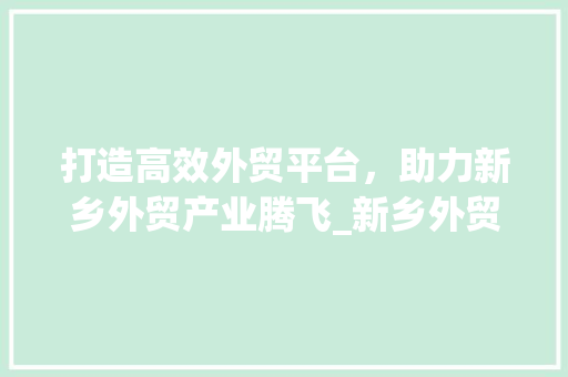 打造高效外贸平台，助力新乡外贸产业腾飞_新乡外贸网站全新上线