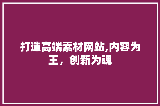 打造高端素材网站,内容为王，创新为魂 打造高端素材网站,内容为王，创新为魂 服务器/数据库