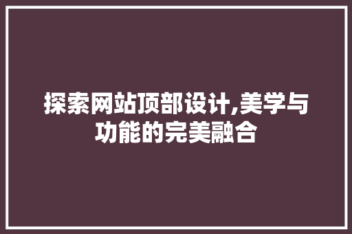 探索网站顶部设计,美学与功能的完美融合