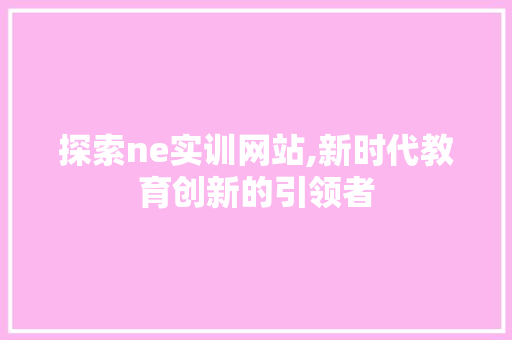 探索ne实训网站,新时代教育创新的引领者