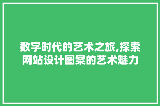 数字时代的艺术之旅,探索网站设计图案的艺术魅力