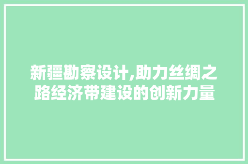 新疆勘察设计,助力丝绸之路经济带建设的创新力量