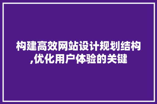 构建高效网站设计规划结构,优化用户体验的关键