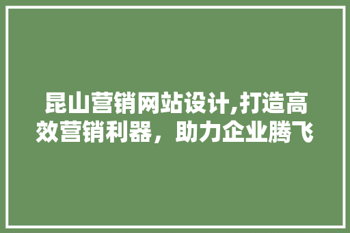 昆山营销网站设计,打造高效营销利器，助力企业腾飞