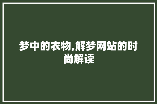 梦中的衣物,解梦网站的时尚解读