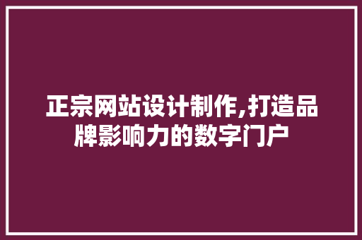 正宗网站设计制作,打造品牌影响力的数字门户