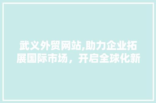 武义外贸网站,助力企业拓展国际市场，开启全球化新篇章