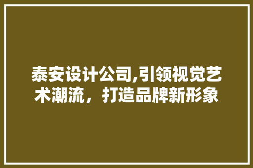 泰安设计公司,引领视觉艺术潮流，打造品牌新形象