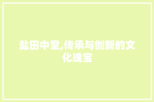 盐田中堂,传承与创新的文化瑰宝 盐田中堂,传承与创新的文化瑰宝 友链在线