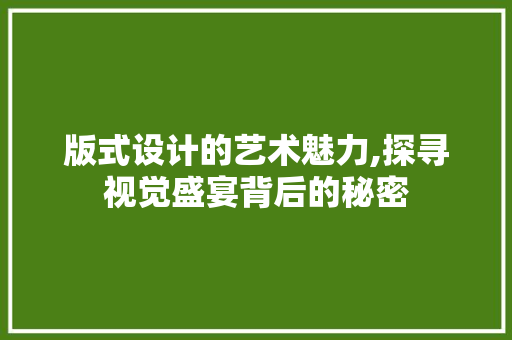 版式设计的艺术魅力,探寻视觉盛宴背后的秘密 版式设计的艺术魅力,探寻视觉盛宴背后的秘密 SEO教程